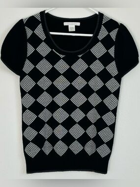 vintage charlotte russe short sleeve y2k argyle checker top